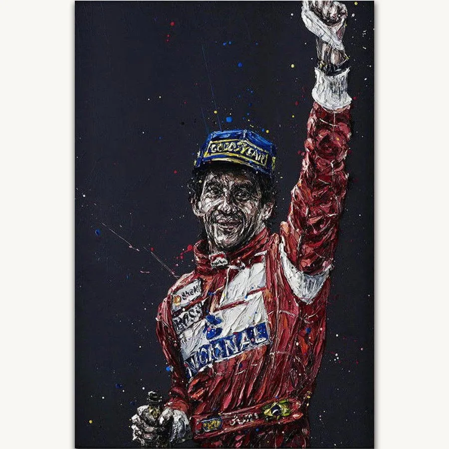 FX964 Hot Ayrton Senna F1 Formula Grand Super Racing Car Painting Poster Art Silk Light Canvas Home Room Wall Printing Decor
