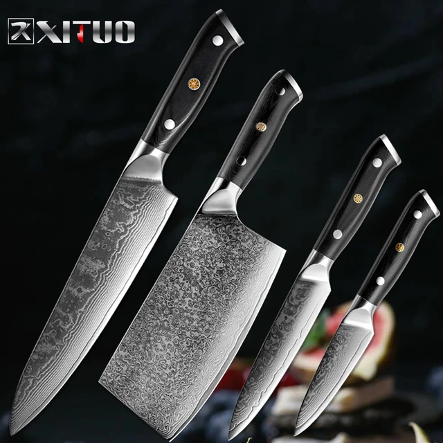 Stainless Steel Kitchen Knife Set  Damascus Steel Kitchen Knives Set - Knife  Sets - Aliexpress