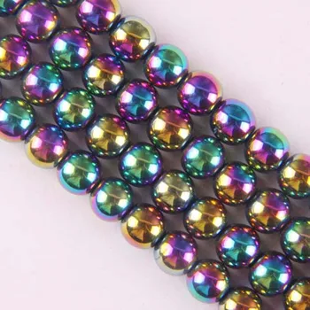

8MM Motley Magnetic Hematite Round Loose Beads Strand 16 Inch Jewelry For Woman Gift Making B090