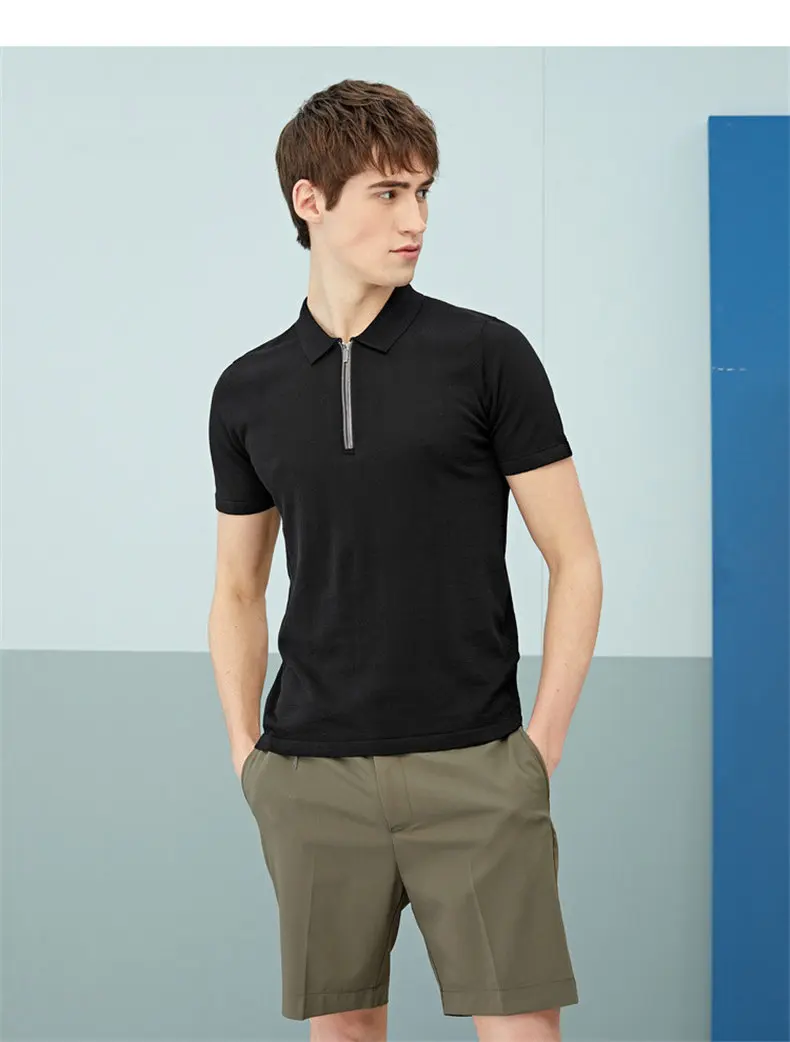 MuLS Luxury Real Silk Polo Shirt Men Knitted Half Zipper Polo Shirt Mulberry Silk Short Sleeve Soft Comfortable Plus Size 4XL 2