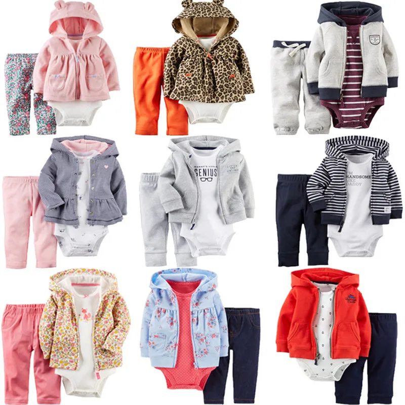 

3pcs Girl Clothing Cotton Baby Girls Boy Sets For Newborns Children Set Babies Hooded Long Sleeve Baby Sets Cute Kids Clothes