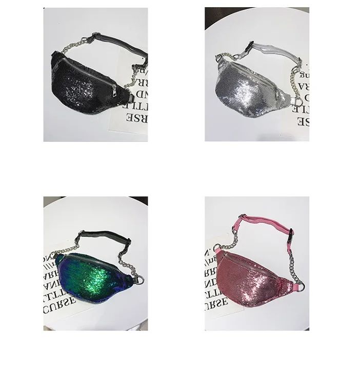 Miyahouse Sequin Fanny Pack Женская нагрудная сумка через плечо модная поясная сумка с пайетками Женская дешевая поясная сумка