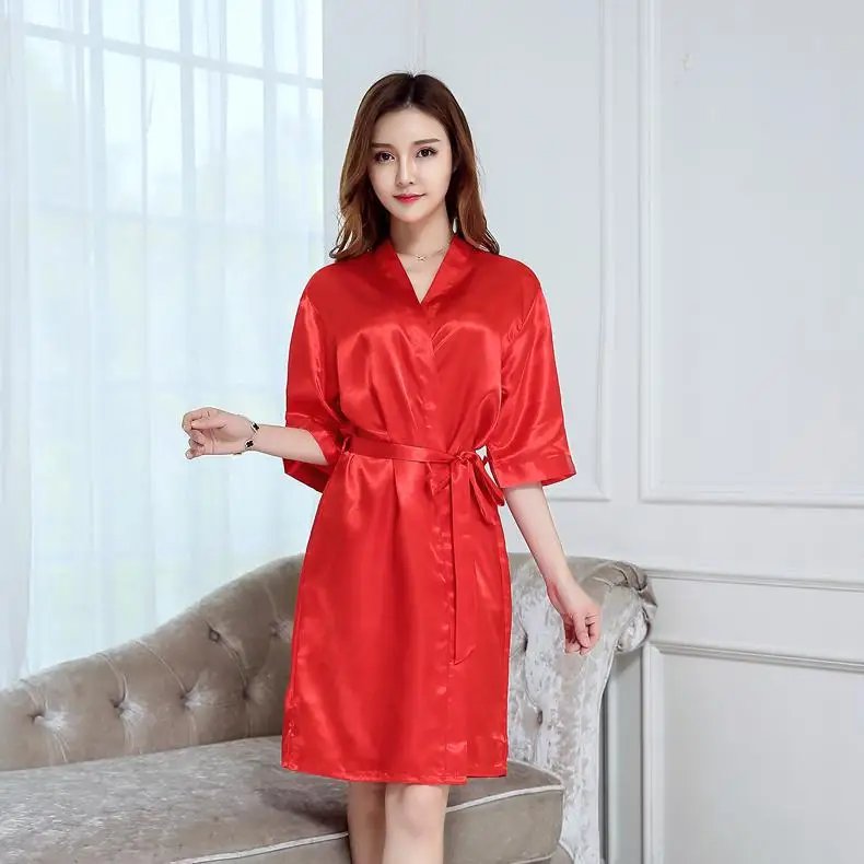Вискоза невесты Одежда для невесты китайская женская свадебная одежда платье Летнее соблазнительное кимоно халат женская ночная сорочка повседневная одежда для сна - Цвет: Красный