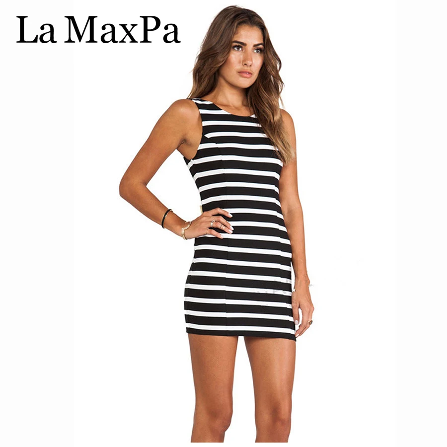 Strapless Backless Knit Stripe Female Dress Women Sexy Long Back