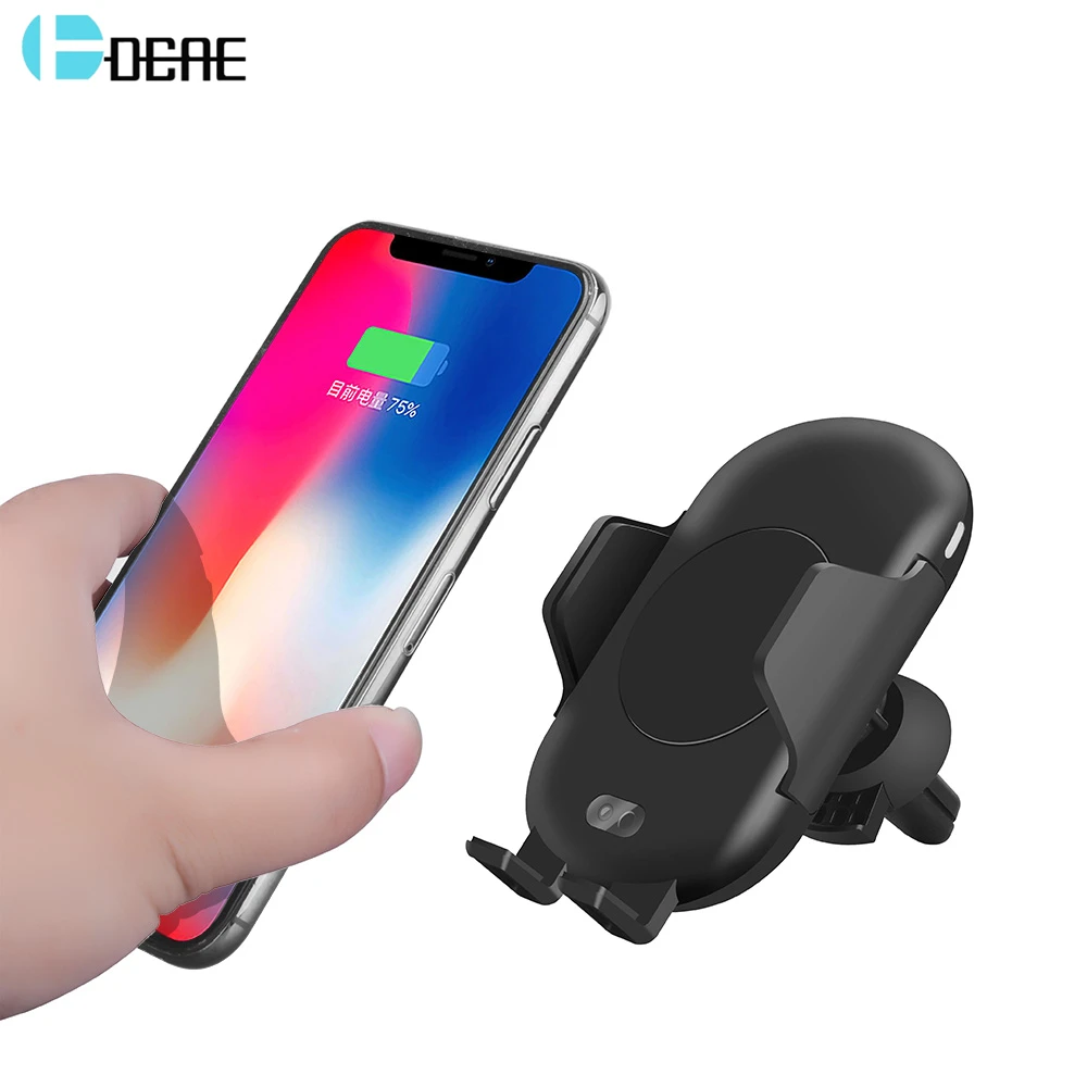 DCAE Qi Wireless Car Charger For iPhone X 8 XS Max XR Samsung S8 S9 Automatic Infrared Sensor Air Vent Holder 10W Fast Charging