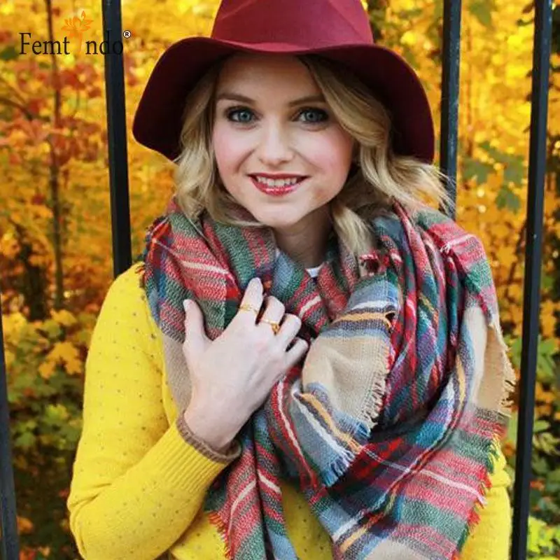 New Winter Autume Scotland font b Tartan b font Rectangle Check Large Scarf Shawl Pashmina Stole