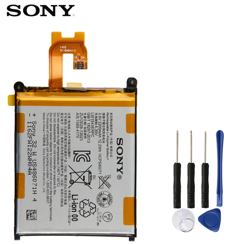 Сменный аккумулятор Sony для SONY Xperia Z2 L50w Sirius SO-03 D6503 D6502 LIS1543ERPC настоящий аккумулятор для телефона 3200 мАч