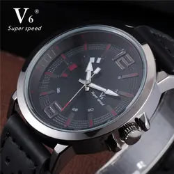 2016 relojes hombre ультра тонкий Топ бренд V6 кварцевые часы Для мужчин Повседневное Бизнес кожа водонепроницаемые аналоговые часы Для Мужчин's Relogio