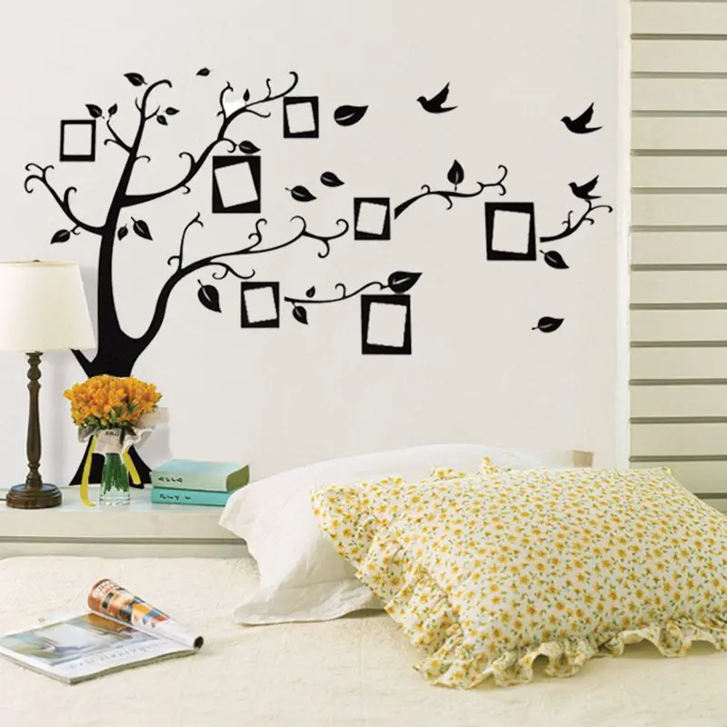3D negro foto de familia marco árbol Pegatinas de pared casa decoración sala de etiqueta engomada Mural de la pared calcomanías lápiz DIY decoración de la habitación