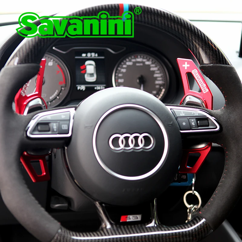  Savanini Aluminum 2pcs Steering Wheel Shift Paddle Shifter Extension For AudiS3S8SQ5RS 5RS 7 auto c