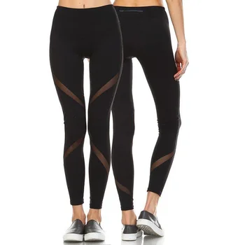 

Women Casual Leggings Mesh Patched High Waist Pants Athletic Apparel Trousers