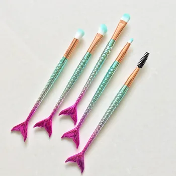 

Mermaid Makeup Brush Set Fish Tail Powder Eyelash Eye shadow Angled Make up Brush Contour Eyebrow Blending Cosmetic Brushes Kit