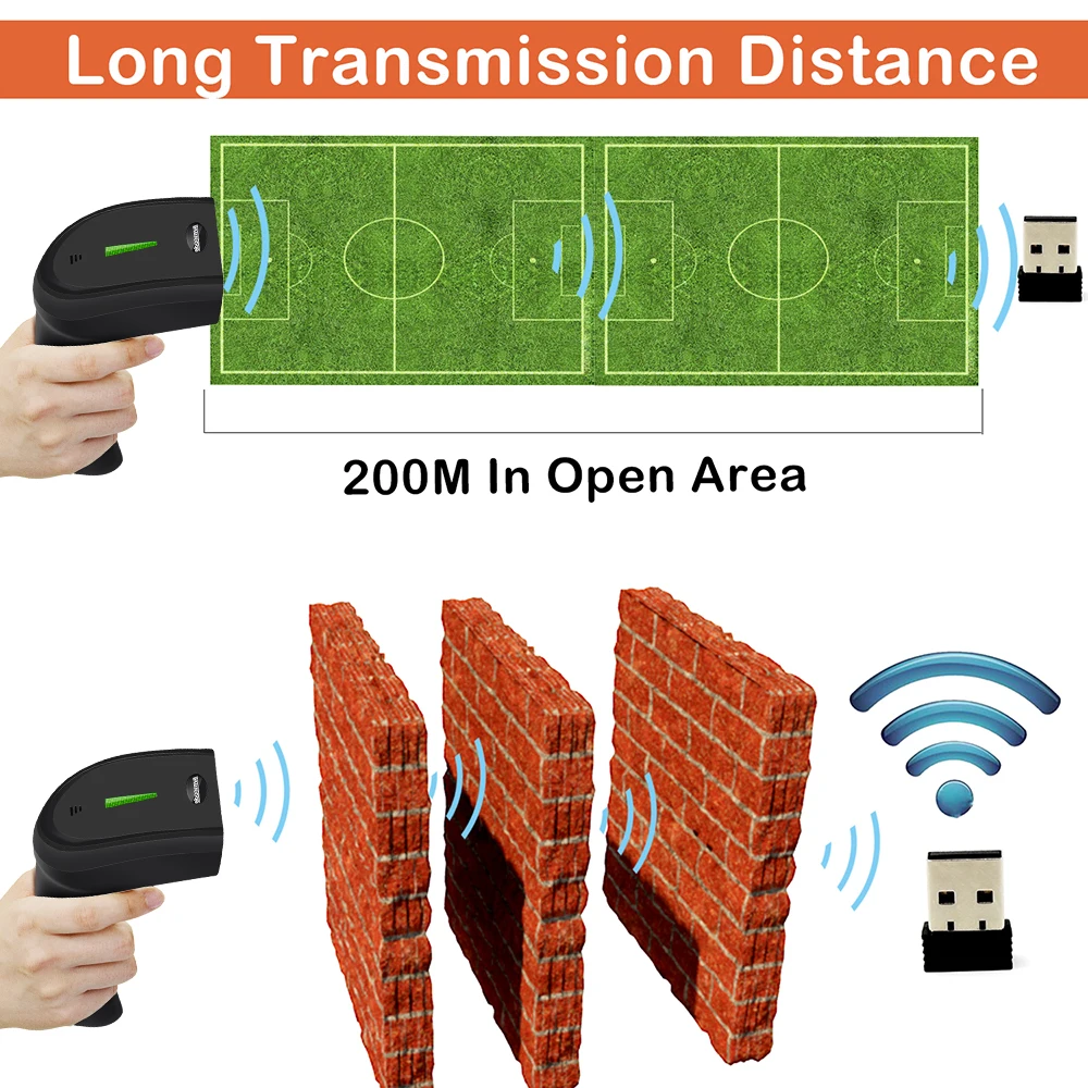Symcode CCD беспроводной сканер штрих-кода, расстояние передачи 30-100 метров, 16 м место для хранения, может считывать код 1D экрана