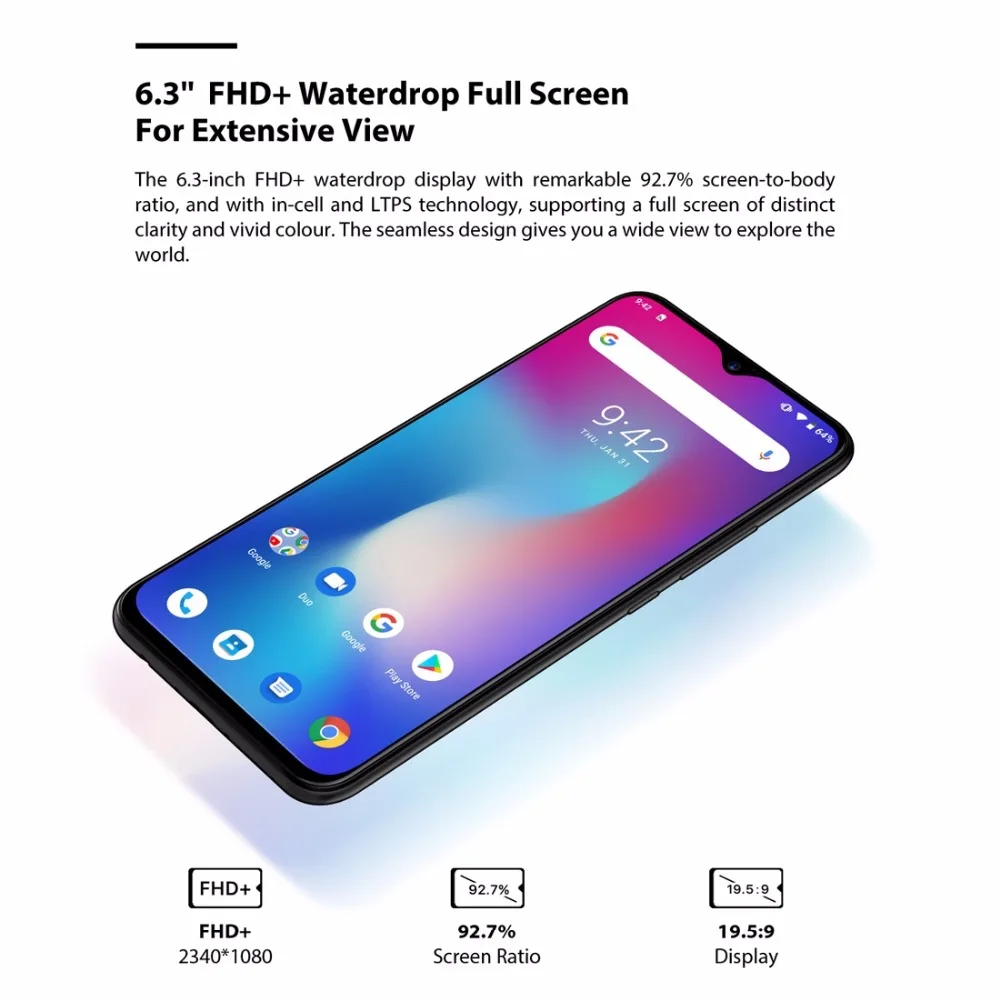 Глобальная версия смартфона UMIDIGI Power Android 9.0 большой аккумулятор 5150 мАч 18 Вт 6 3