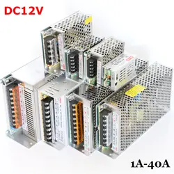 12 В Светодиодные ленты трансформатор освещения AC110V 220 В к DC12V 1A 2A 3A 5A 10A 15A 20A 30A 40A переключатель Питание 12 Вт-480 Вт светодио дный адаптер