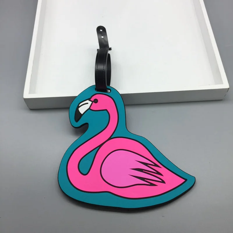 

Portable Cartoon Flamingo Travel Accessories Luggage Tags Silica Gel Name Suitcase ID Address Holder Baggage Boarding Label