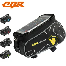 CBR Bicycle Front Tube Bags 6 Inch Phone Touch Screen MTB PU Material Waterproof Bike Cycling Beam Bag Mountain Bike Saddle Bag