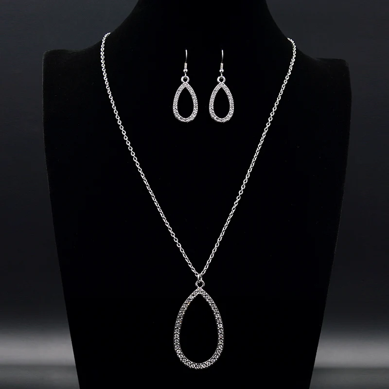 

Sunny Jewelry Jewelry Sets For Women Necklace Earrings Chain Necklace Cubic Zirconia Water Drop Romantic For Party Wedding Gift