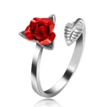Geplatineerd vrouwen Rose Bloem Open Ring, Engagement Sieraden voor Lady, Y531 Y534 Y535(China)