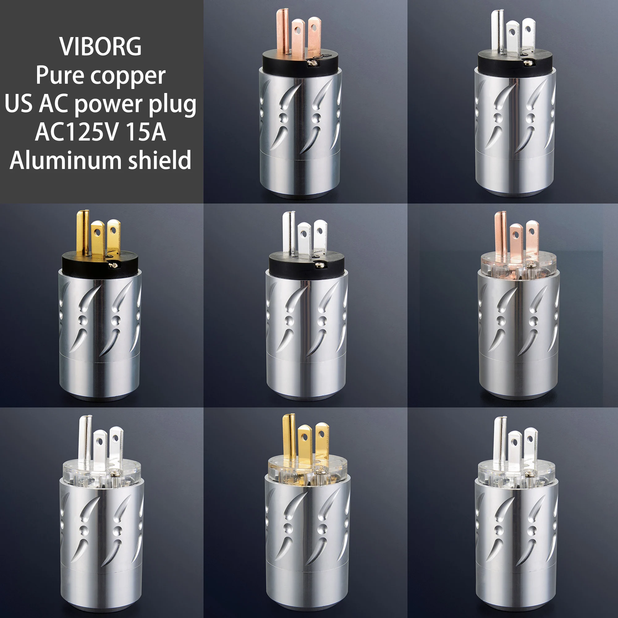 Viborg High End Pure Copper US Mains AC Electric Power Plug Cable Cord Connector AC125V 15A Screw Lock Aluminum Shield | Электроника