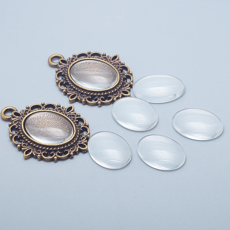 Buy 13*18mm Oval Clear Glass Cabochons For Jewelry