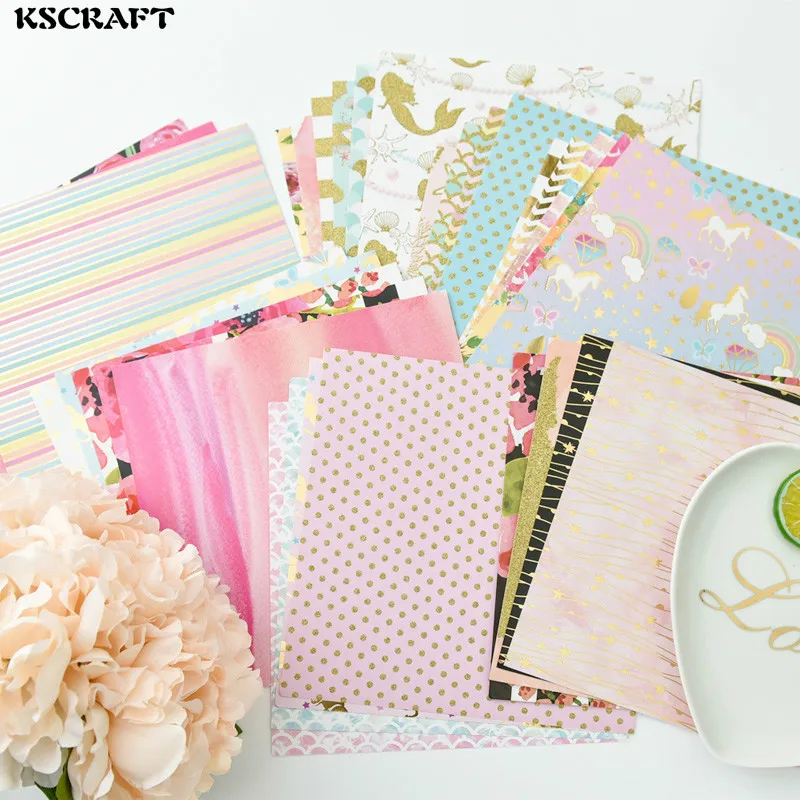 Billige KSCRAFT 30 stücke Einzel seite Gedruckt UV Gold Pulver Schöne Muster Kreative Papercraft Kunst Papier Handgemachte Scrapbooking Kit Set