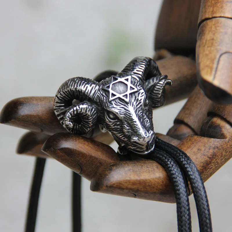 

Original designer stainless steel sheep bolo tie for men personality neck tie fashion accessory