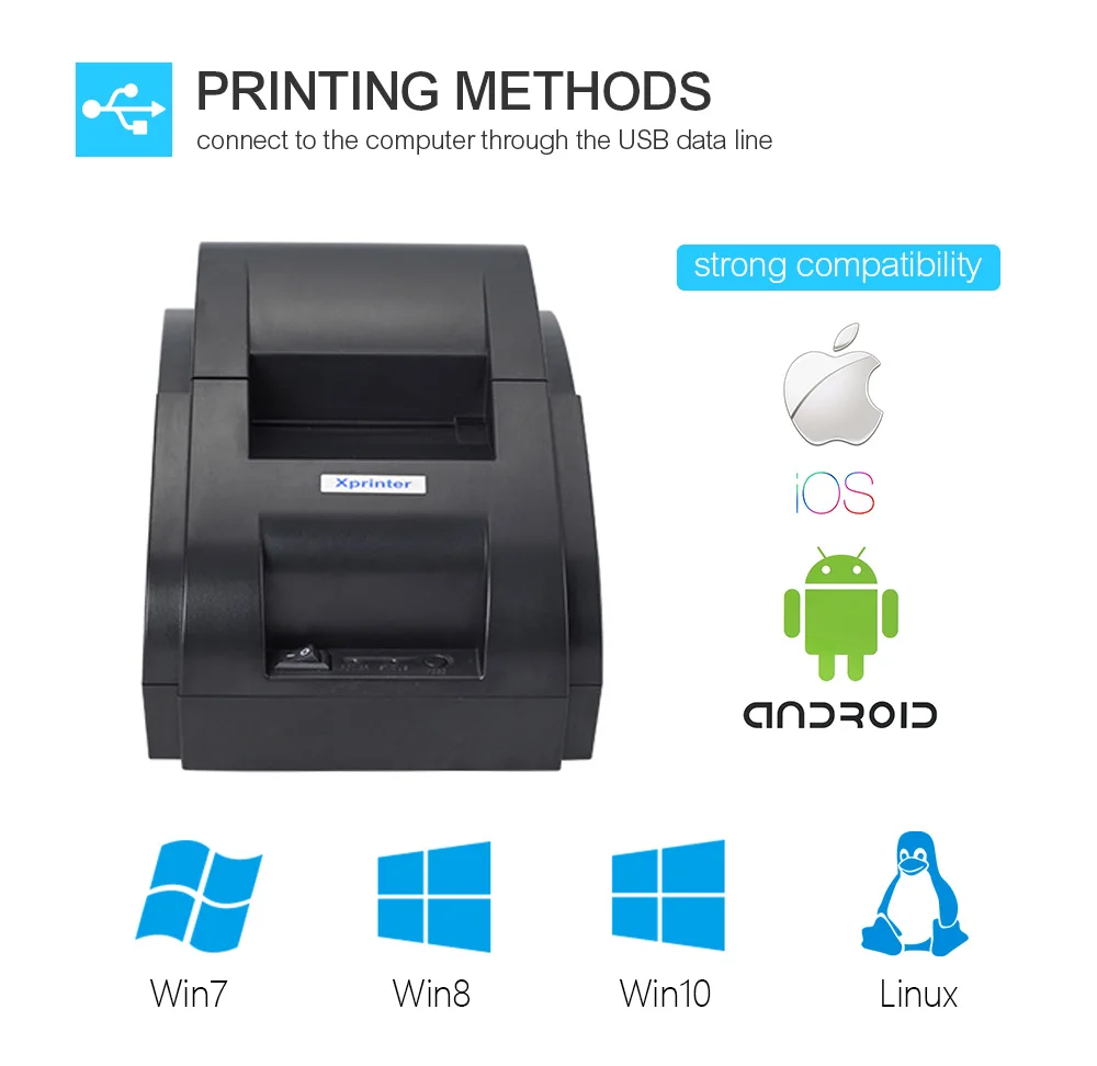 58mm thermal Receipt pirnter low noise POS printer commercial retail POS systems USB Port mini photo printer