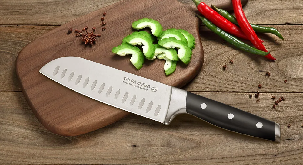 SHI BA ZI ZUO SL520-Q кухонный нож Santoku 50Cr15MoV из нержавеющей стали ABS Ручка из литой стали Очень рекомендуем превосходный нож