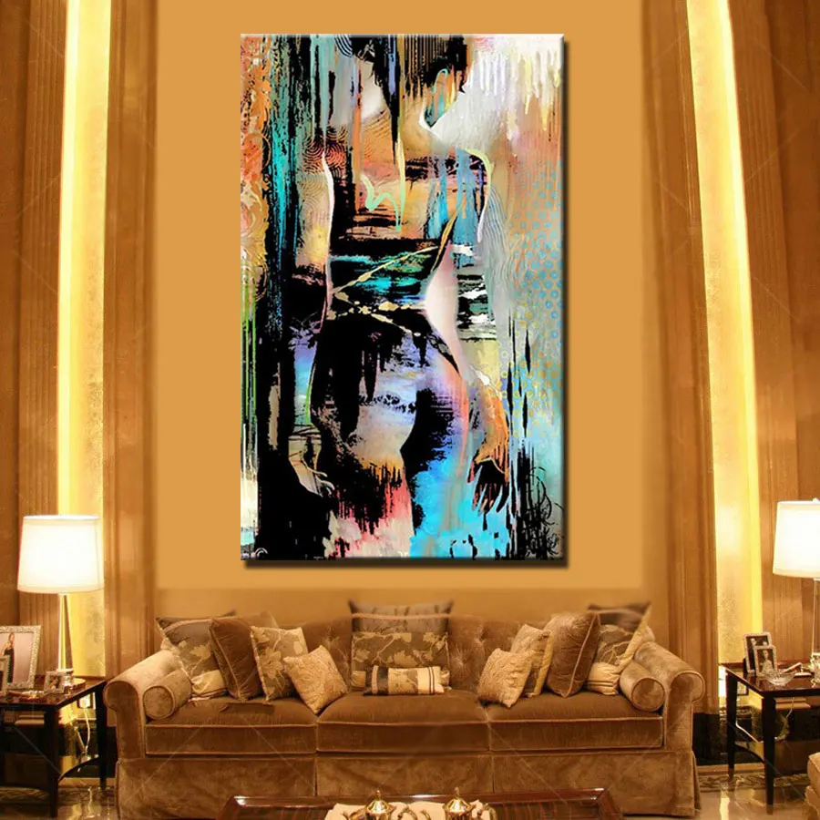 hand painted modern nude painting colorful naked woman oil painting on canvas back of girl fashion home decoration picture