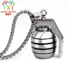 Men’s Punk Silver Color Titanium Steel Kettles Pendant Military Tools Creative Modeling Necklace With A Friend Gift Jewelry