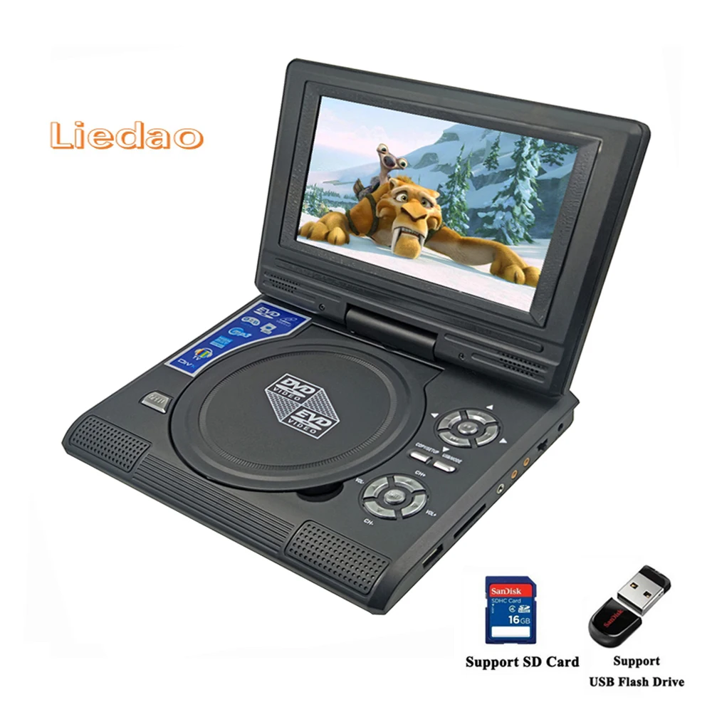 

Liedao 7.8inch Portable DVD Player Digital Multimedia Rechargerable Player With Game FM Radio TV AV Monitor Card Reader U Drive