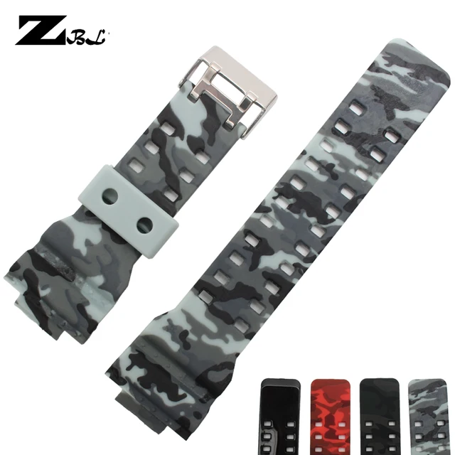 Special Offers silicone rubber waterproof bracelet 29*16mm black sport Watch strap camouflage color wristwatches band for casio
