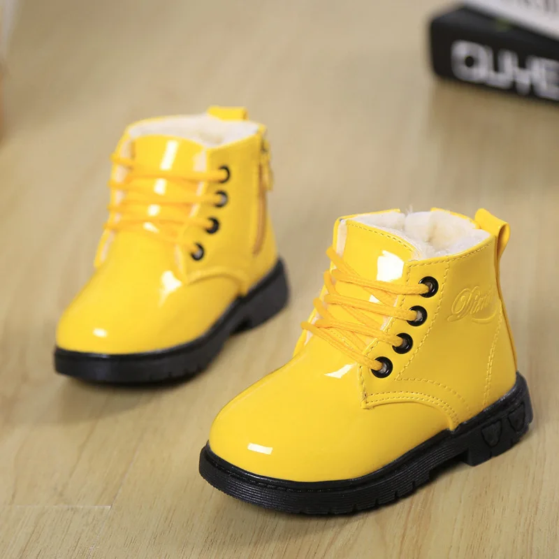 High Quality 2015 Children's Martin boots Keep warm Winter Kids Snow boots PU leather Boys Girls