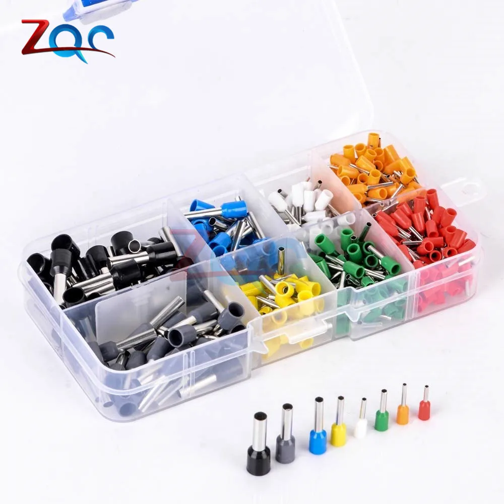 

400pcs/set AWG 22-10 Insulated Cord Pin End Terminal Kit Set Wire Copper Tubular Crimp Connector E0508 E7508 E1008 E1508 E2508