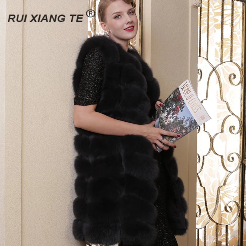 Женский Длинный жилет с натуральным лисьим мехом Rui Xiang Te бесплатная