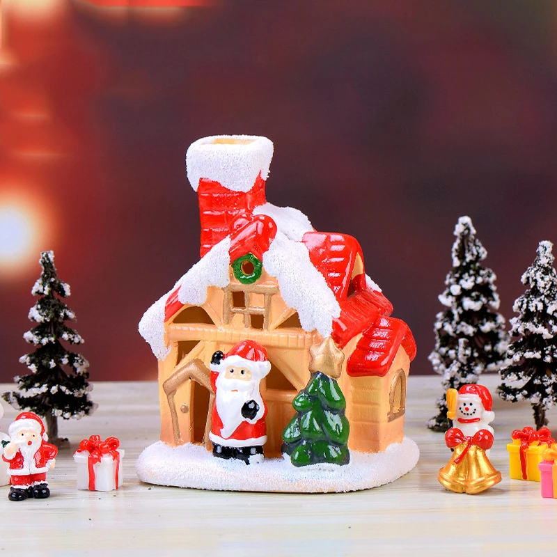 

ZOCDOU 1 Piece Red Mini Happy Christmas Snow House Lucky Santa Claus Ornament Small Statue Figurine Crafts Christmas Decoration