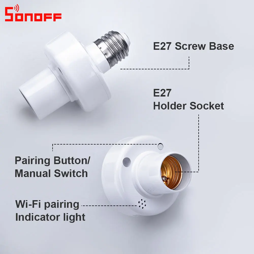 Itead Sonoff Slampher R2 E27 беспроводной 433 МГц РЧ контроль светодиодный смарт Wifi переключатель держатель поддерживает Голосовое управление через Alexa Google Home