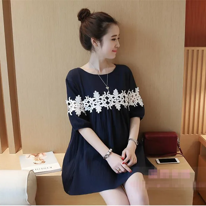 Fashion Floral Cotton Linen Maternity Dresses Loose Clothes for
