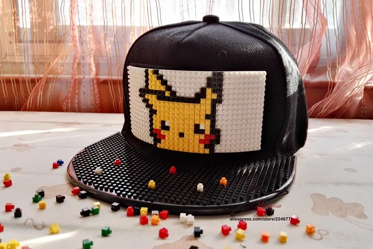 Бейсбольная кепка Pokemon Go Brick Pikachu, бейсболка в стиле хип-хоп, Кепка Snapback для мужчин и женщин, кепка со съемными блоками