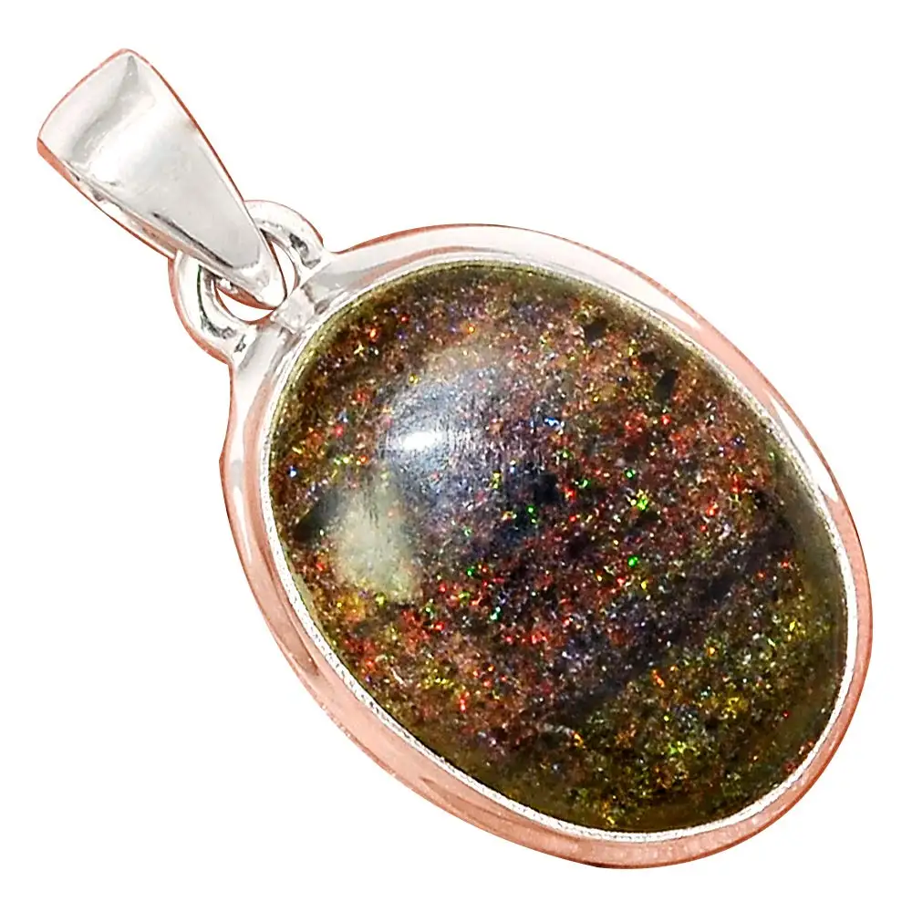 

NiaoZaiFei YunZaiKan Genuine BLACK MATRIX OPAL Pendant 925 Sterling Silver, 31 mm, MHBAP6063