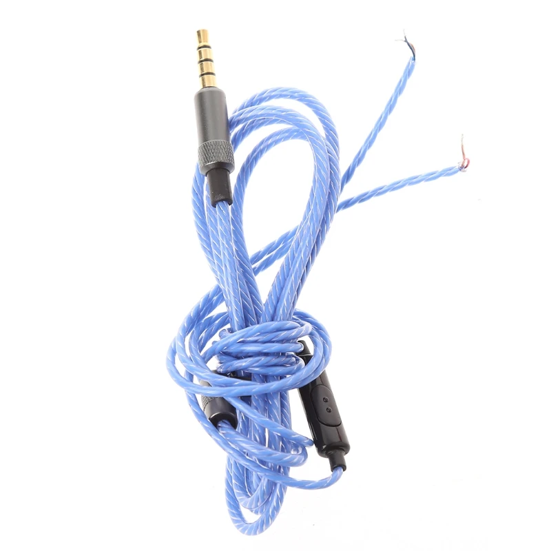 3,5 мм разъем DIY Замена наушников аудио кабель обслуживание провода с микрофоном 1,25 м - Цвет: Blue