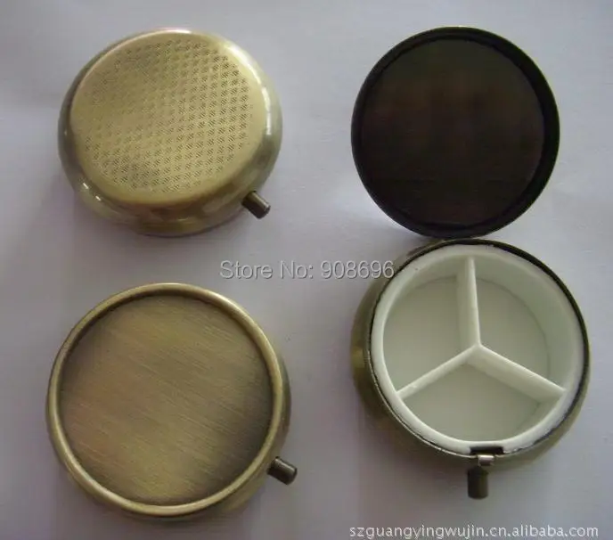 4PCS Bronze Pill Boxes DIY Metal Pill Organizer Copper pill case