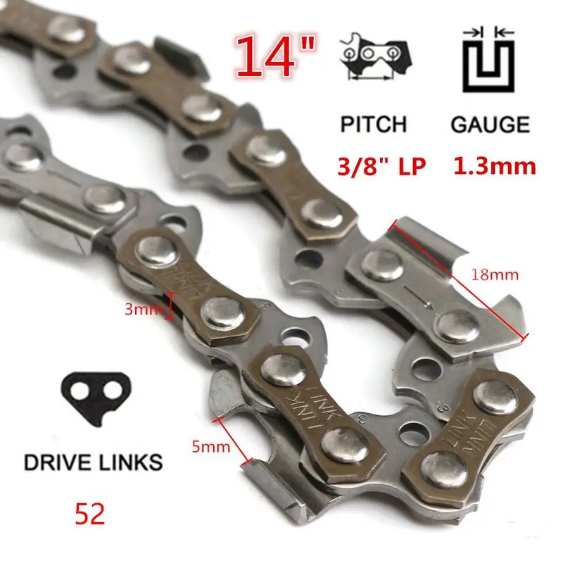 14 дюймов Цепь лезвия для бензопилы резьба по дереву бензопила Запчасти 52 ссылки 3/8 шаг цепная пила мельница