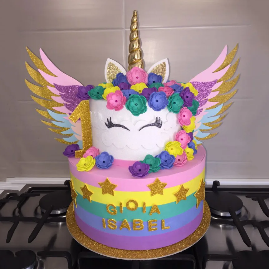 

Unicorn Horns Wings Cake Topper Unicorn Party Cake Decoration Kids Party Favor Babyshower Birthday Wedding Valentine's Day Decor