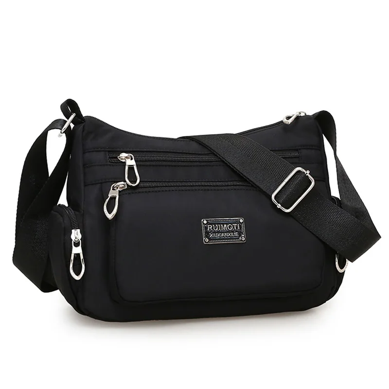Модная женская сумка-мессенджер с шестью карманами, высокое качество, водонепроницаемая нейлоновая сумка, Большая вместительная сумка на плечо с несколькими карманами