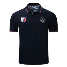 Новая рубашка поло с вышивкой Мужская хлопок с коротким рукавом деловая Повседневная однотонная брендовая рубашка поло