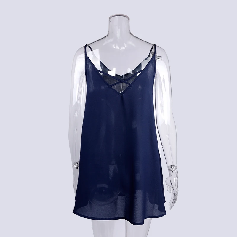 Naiveroo Women Sleeveless Camisoles Camis V-Neck Backless Long Chiffon Blouse Spaghetti Strap Summer Slim Tops camisole women's