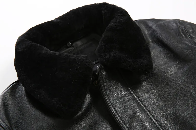 Классическая мужская куртка B3 с меховым воротником, черная, коричневая зимняя мужская куртка из натуральной кожи, модное мужское пальто из натуральной кожи