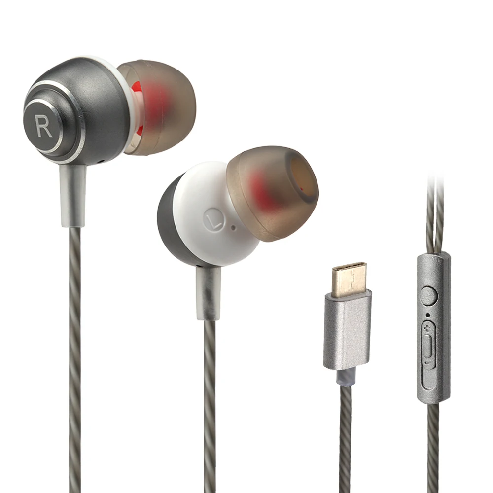 

USB Type-c Wired Metal Earphone Headset USB C Earphones Earbuds In-line Control w/ Mic for Xiaomi 6 Note 3 MIX 2 Letv LeEco